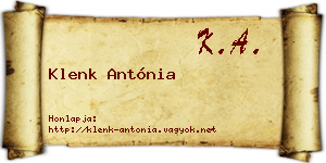 Klenk Antónia névjegykártya